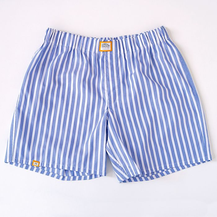 Lamb & Shadow Boxershorts Weiß/Blau gestreift M