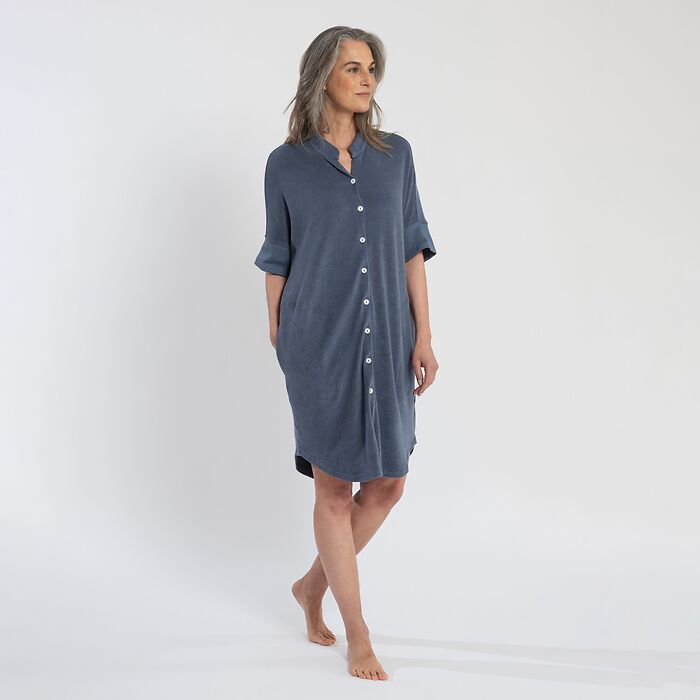 Sunday in Bed X Torquato Kleid Rania Frottee Dusty Blue  L