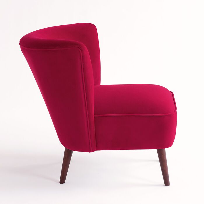 Mid-Century-Sessel Kopenhagen Ruby Velvet